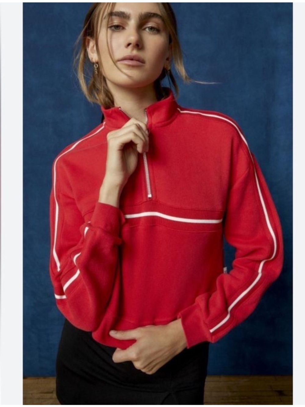 BDG Crop Quarter Zip Sweatshirt Red Size XS